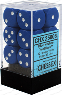 Dice 16Mm D6 Borealis Blue/White