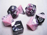 Dice Poly7 Gemini Black Pink/White