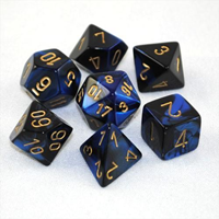 Dice Poly7 Gemini Black Blue/Gold
