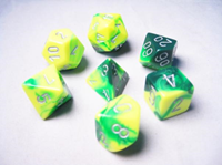 Dice Poly7 Gemini Green Yellow/Silver